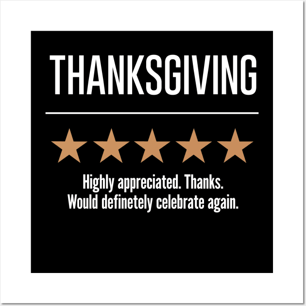 Funny Thanksgiving Review 5 Star Rating Wall Art by VDK Merch